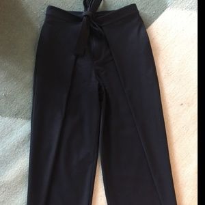 Wide leg wool navy cropped pants